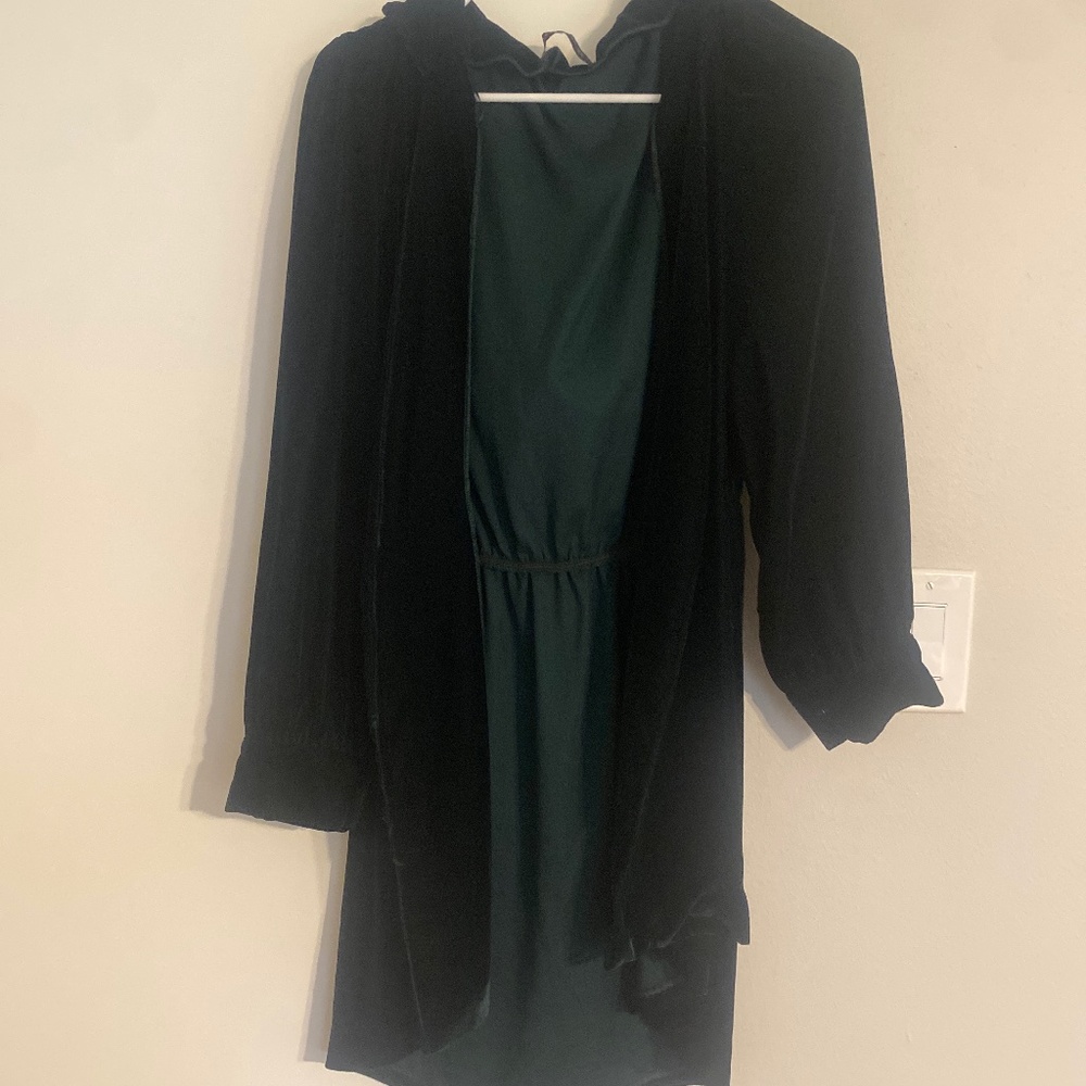 Zara Green Velvet Cape / Jacket